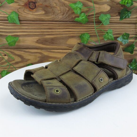 Abeo Sz 10 Fisherman Sandals Brown‎ Leather Men Hook & Loop - Picture 1 of 10